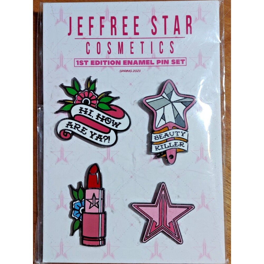 Jeffree Star Cosmetics 1st Edition 4 Piece Enamel Pin Set Spring 2021 NIP Ltd Ed